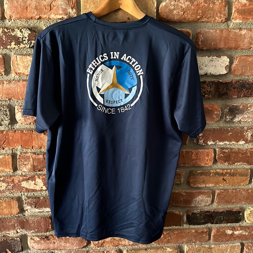 The Citadel Ethics In Action Navy Blue Short Sleeve Drive-Fit Shirt Size Large